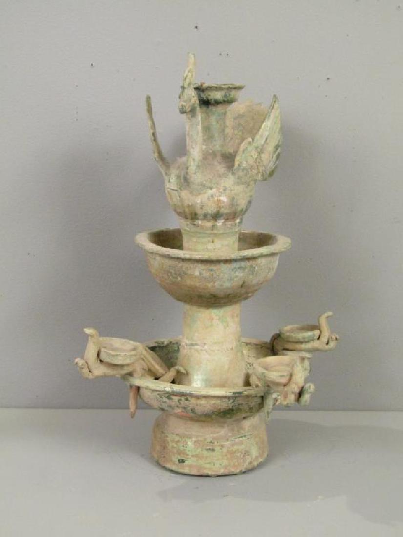 Han Dynasty Chinese 2 Tier Pottery Lamp (1 of 12)