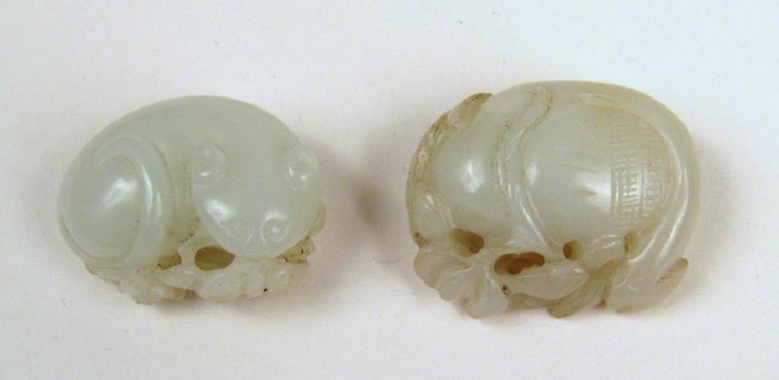 2 Small Carved Jade Toggles (1 of 6)
