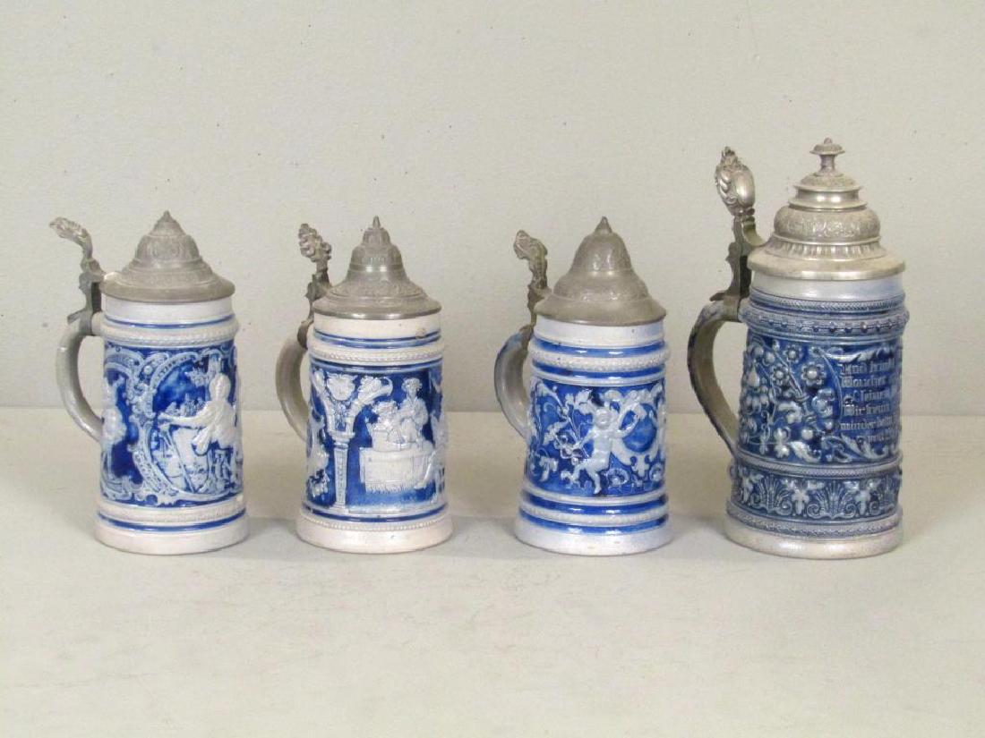 4 German Glazed Stoneware Beer Steins (1 of 11)