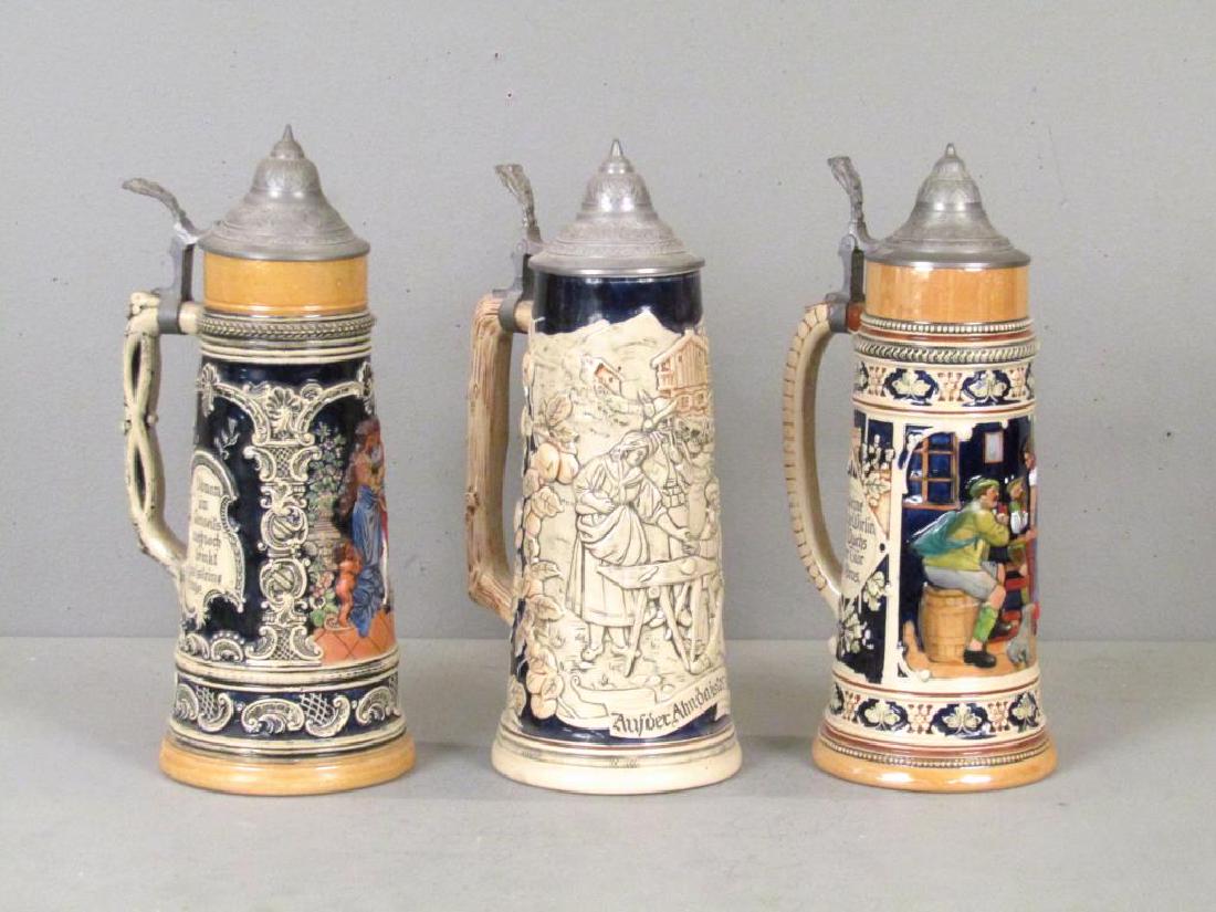 3 German Glazed Stoneware Beer Steins (1 of 10)