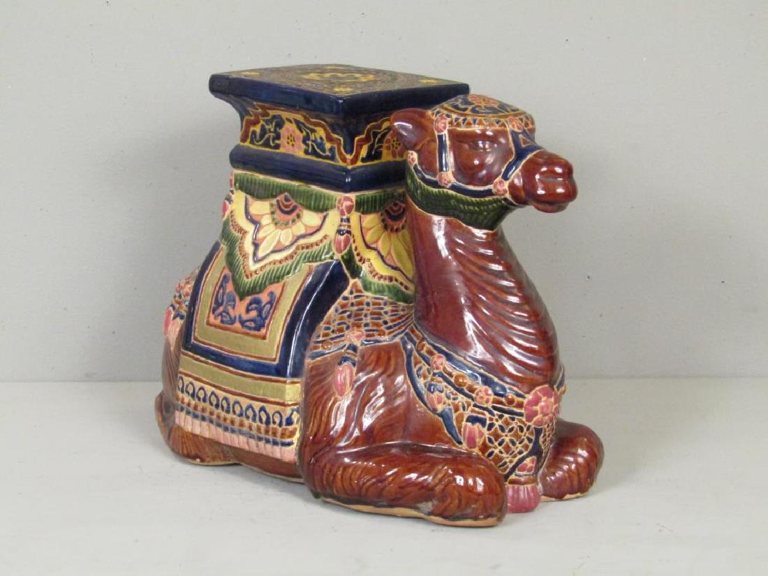 Painted Ceramic Camel Garden Seat (1 of 7)