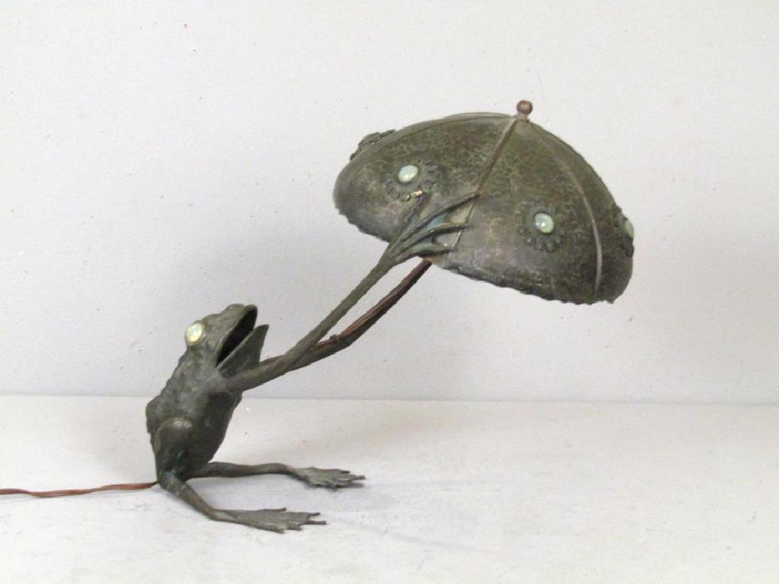 Art Nouveau Bronze and Metal Frog Lamp (1 of 10)