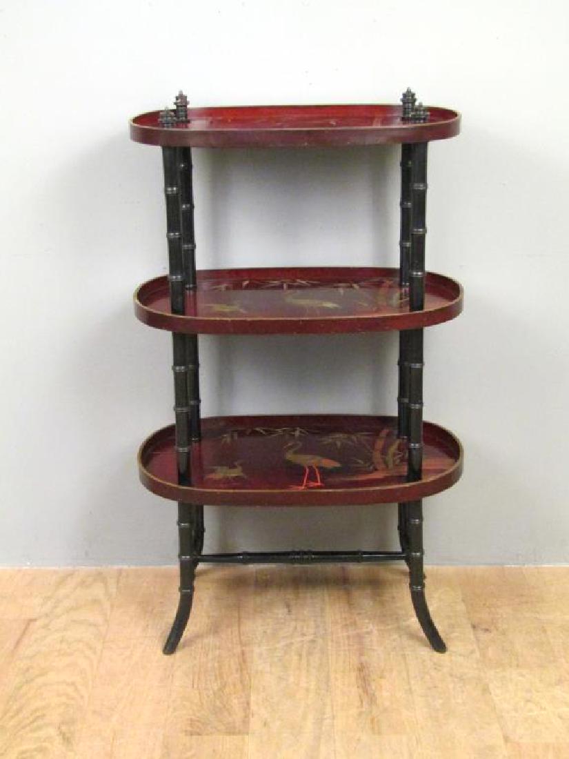 English Japanned 3 Tier Stand (Chinoiserie) (1 of 5)