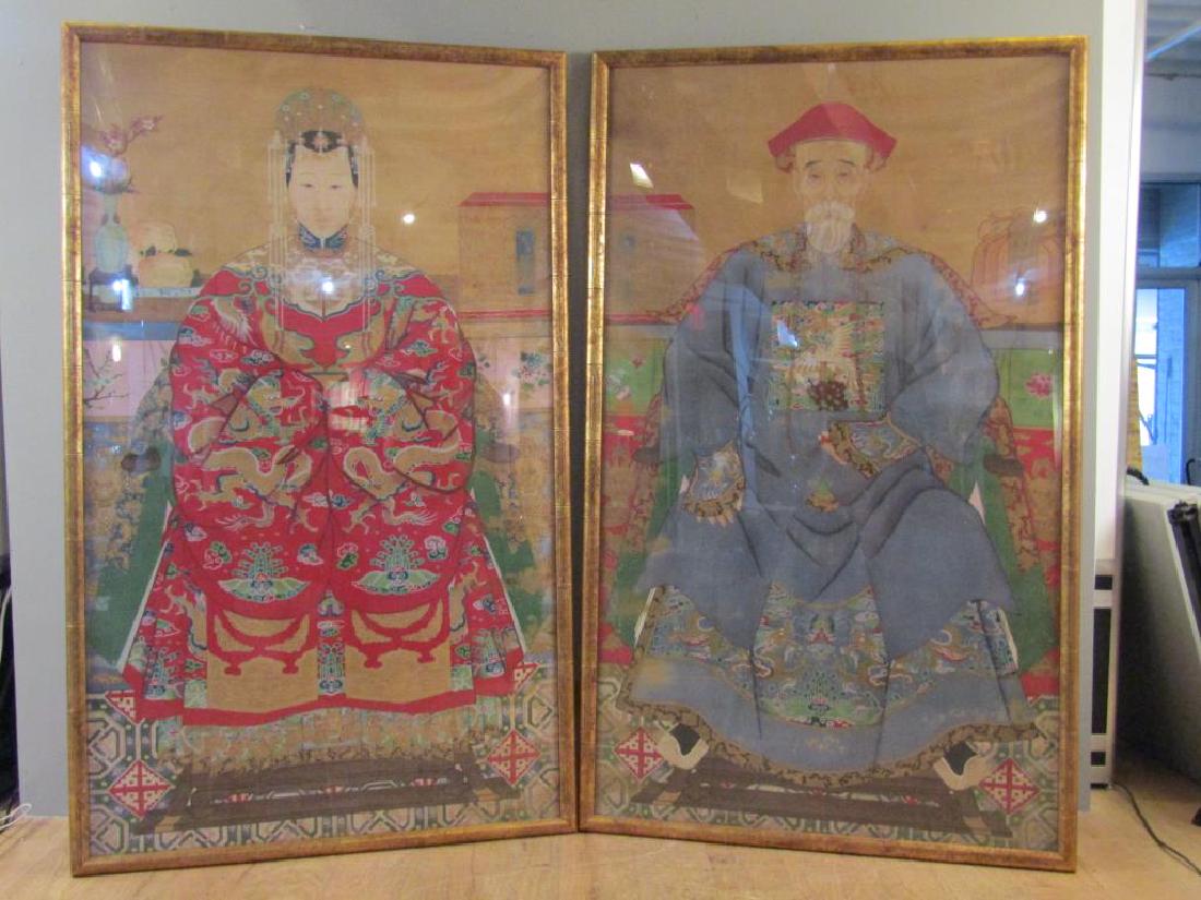 Pair Large Signed Chinese Ancestral Portraits (1 of 15)