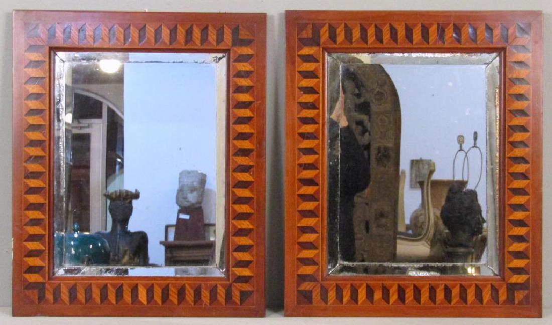 Pair Parquetry Inlaid Mirrors (1 of 6)