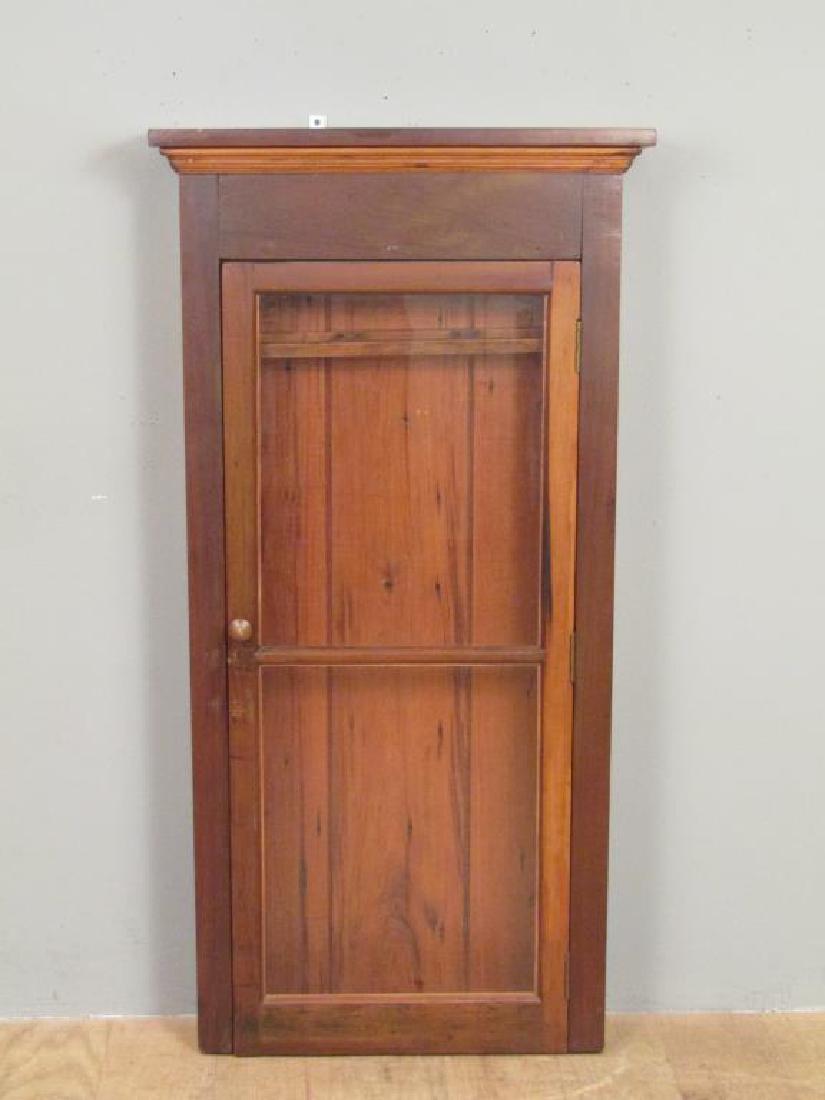 Antique Glass Door Cabinet / Cue Cabinet: Mahogany case with two glass plates. Repairs as shown. Loose rack. 25"W X 6"D X 49"H