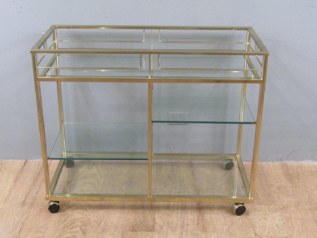 Mid Century Brass Plated Rolling Tea Cart (1 of 6)