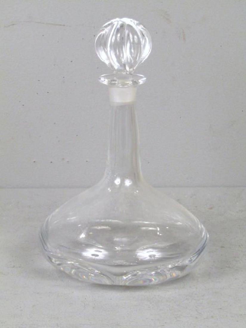 Orrefors Glass Decanter: Signed and numbered. Twist stopper. 8"Dia. X 12"H.