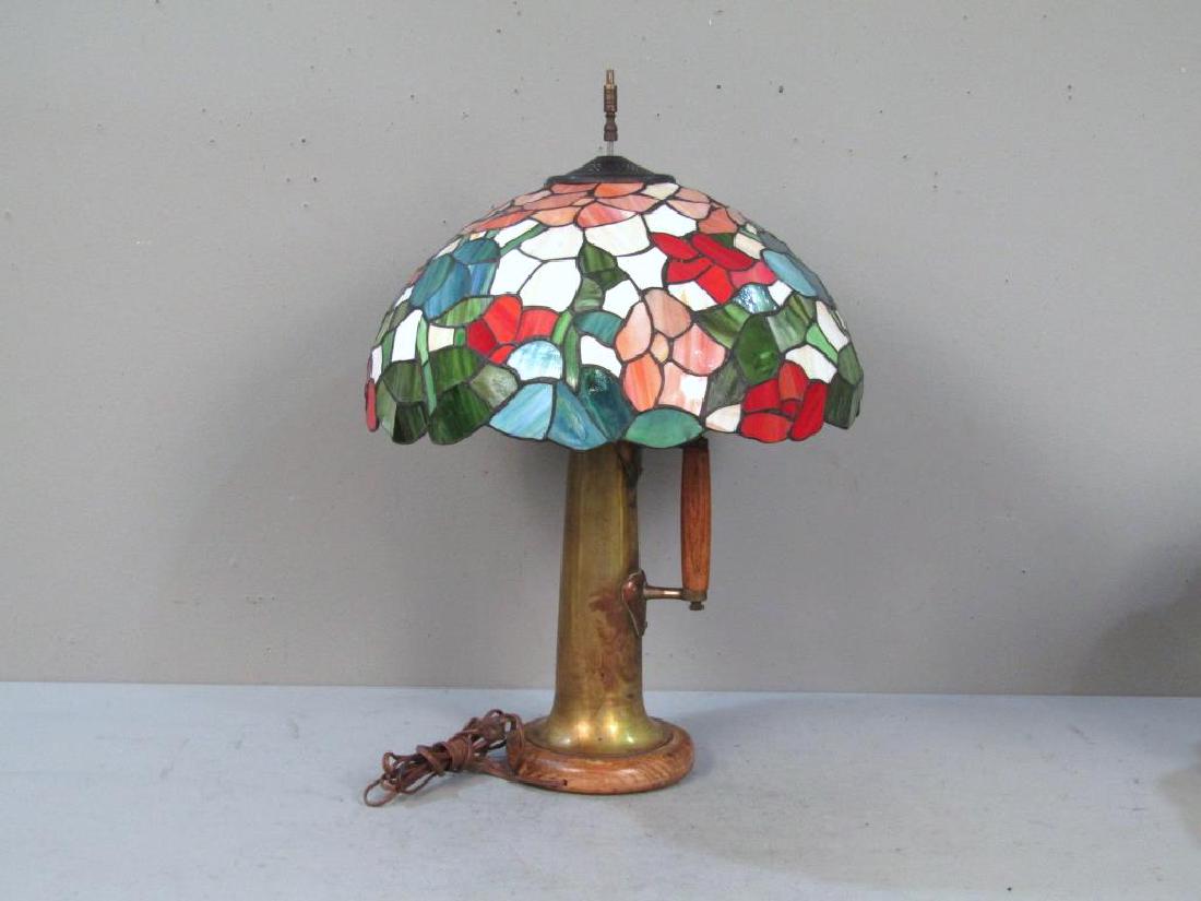 Leaded Glass Shade Jug Handle Lamp (1 of 4)