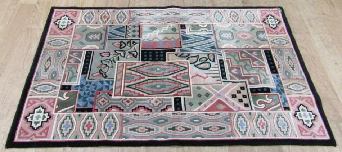 Modern Chinese Rug - 3' 10" X 6' 2": Geometric Oriental Carpet Style all over panels design in many colors. Matching previous and following lots.