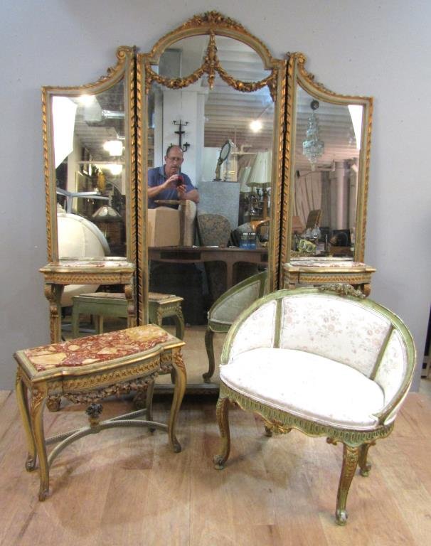 Louis XV Style Dressing Vanity and Bench (1 of 10)