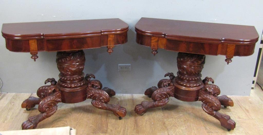 Pair Antique American Empire Game Tables (1 of 15)