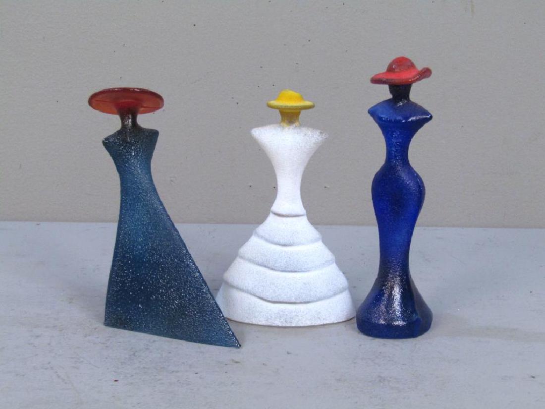 3 Kjell Engman for Kosta Boda Glass Figures: Female forms. Signed on bases. Tallest: 7.5"H (From a Jericho NY Estate)