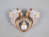 18K Gold Pave Diamond Bird Pin