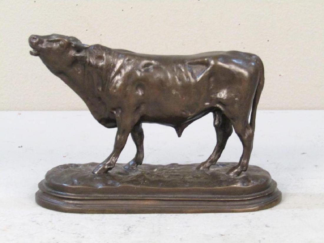 After Rosa Bonheur - Bronze Bull: Signed on base and dated 1905. Marked Henri Bouchard Bronze Co. 8"W X 3.5"D X 4.5"H (From a Jericho NY Estate)