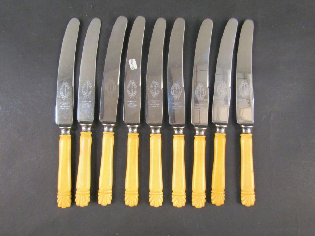 Set of 9 Celluloid Handle English Knives (1 of 4)
