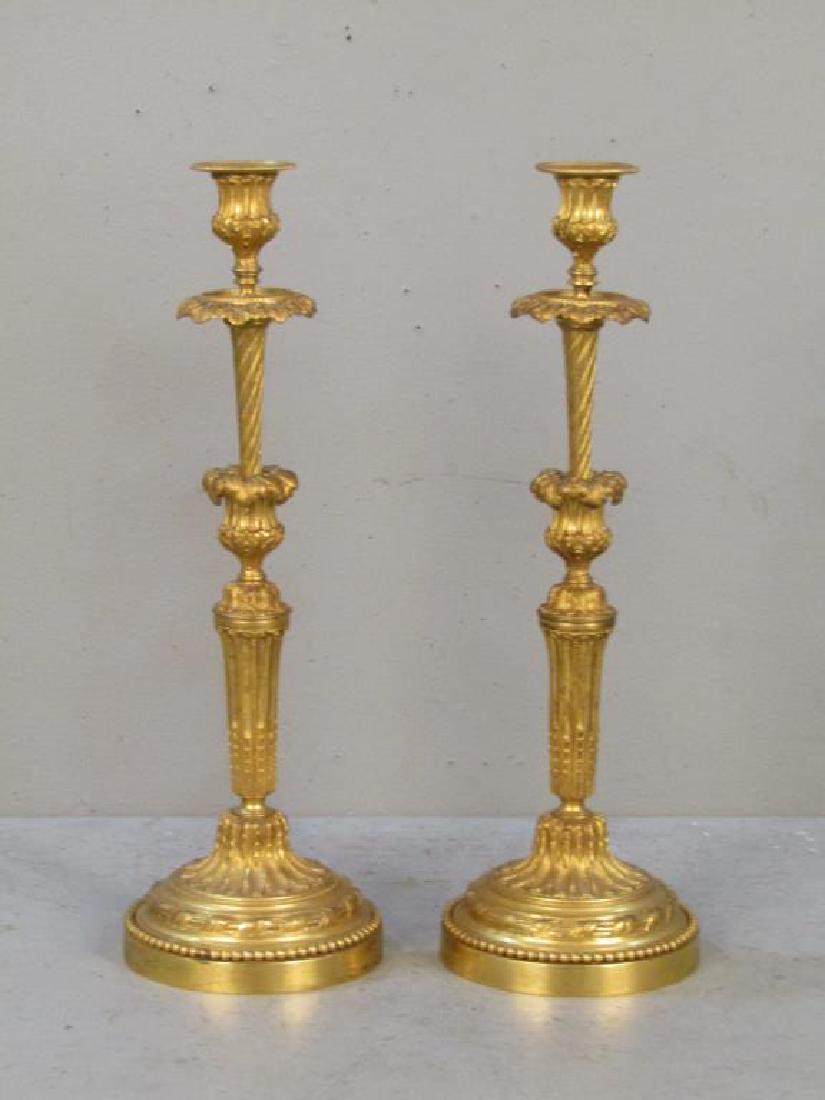 Pair French Gilt Bronze Candlesticks (1 of 6)
