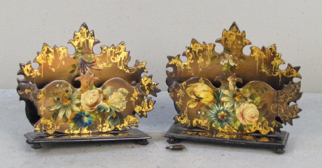 Pair Victorian Papier-Mache Letter Holders (1 of 7)