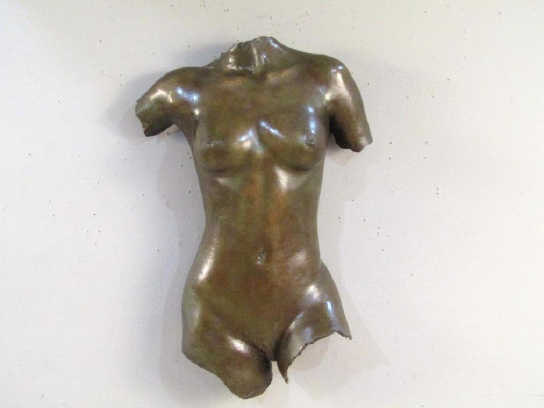 Bronze Sculpture - Nude Female Torso: Female nude torso. Unsigned. Modern. 19"W X 8"D X 29"H. (Estate of Jeff Hunter)