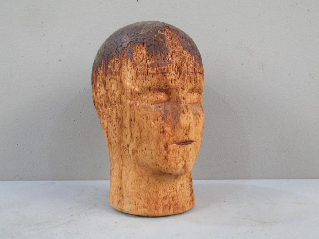 Antique French (?) Mannequin Head: Very distressed. (Estate of Jeff Hunter). 11"h