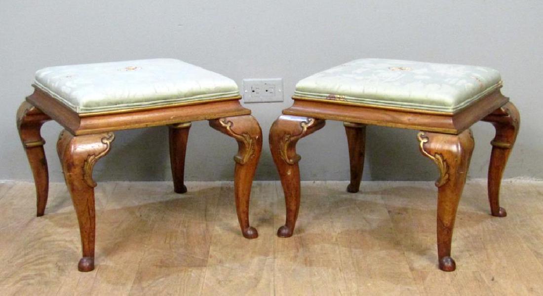 Pair Georgian Style Upholstered Stools (1 of 6)