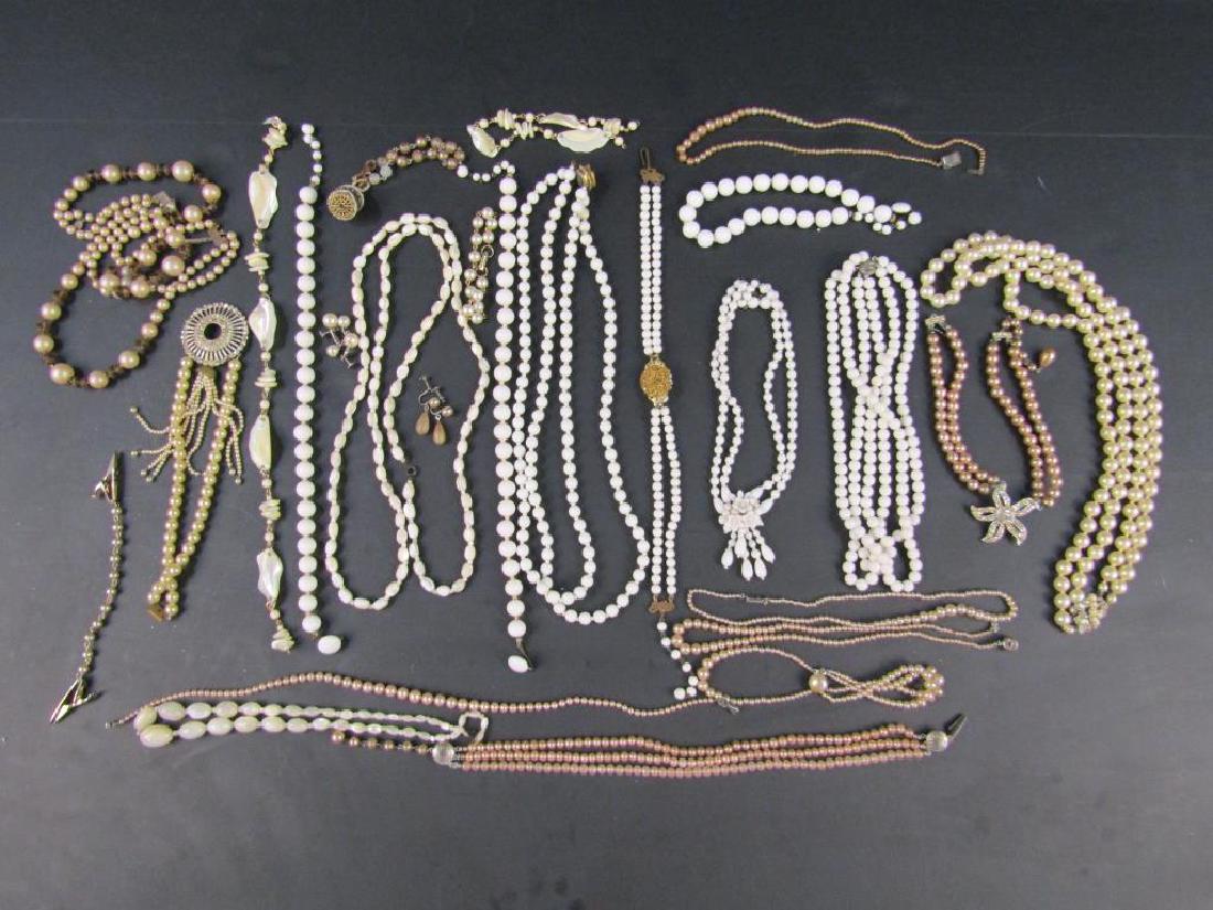 Assorted Faux Pearl Costume Jewelry: Necklaces, chokers, etc.