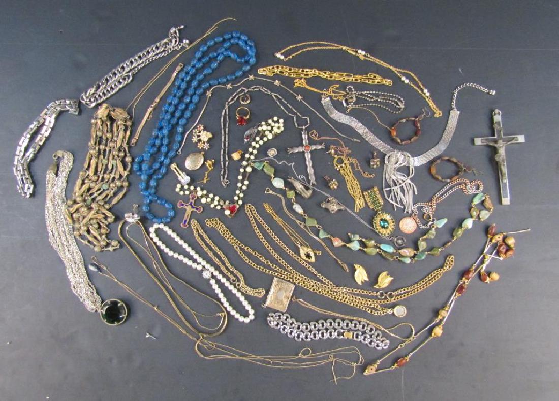 Assorted Costume Jewelry: Monet choker, pendants, brooches, etc.