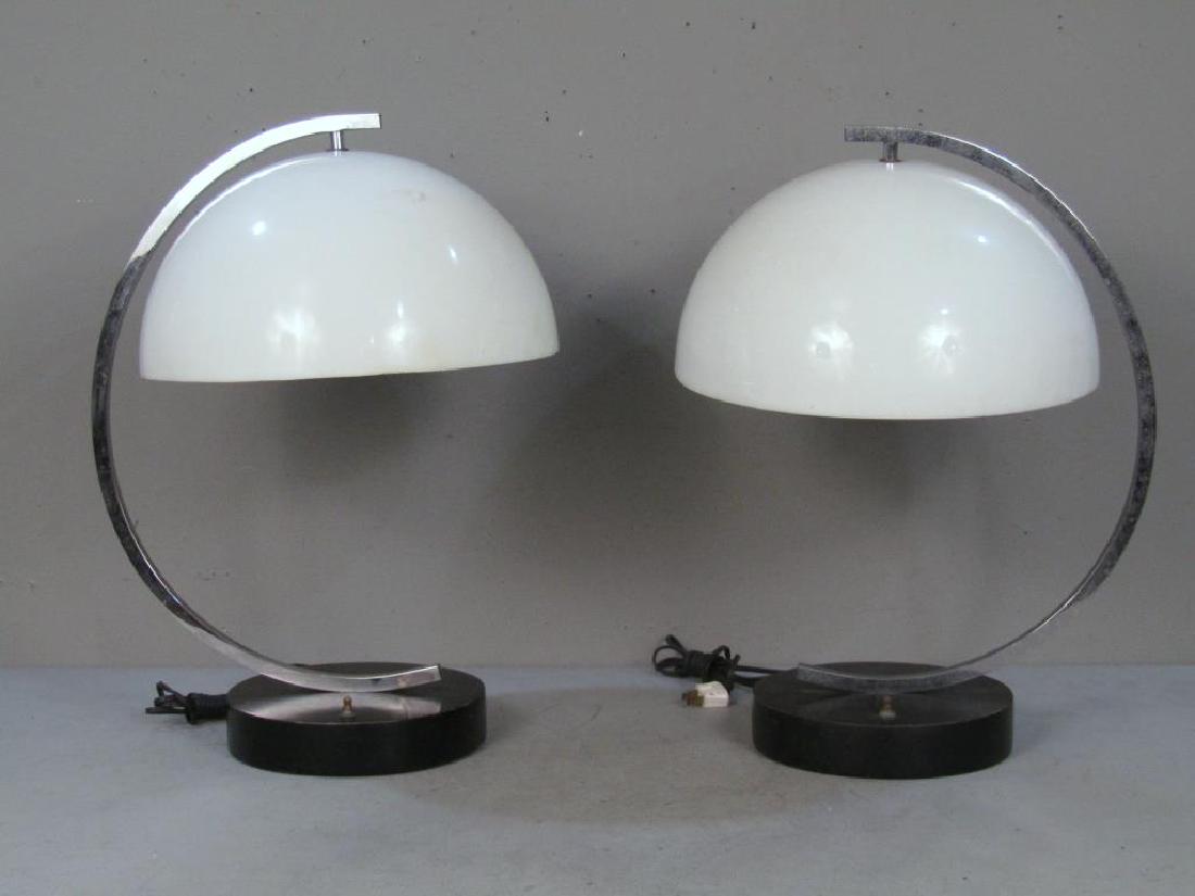 Pair Modern Chrome Arm Dome Lamps (1 of 4)