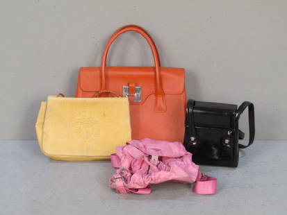 Assorted Ladies' Purses: 2 Versace. Prada (as is), and Le Tanneur. 15"W X 5"D X 16"H