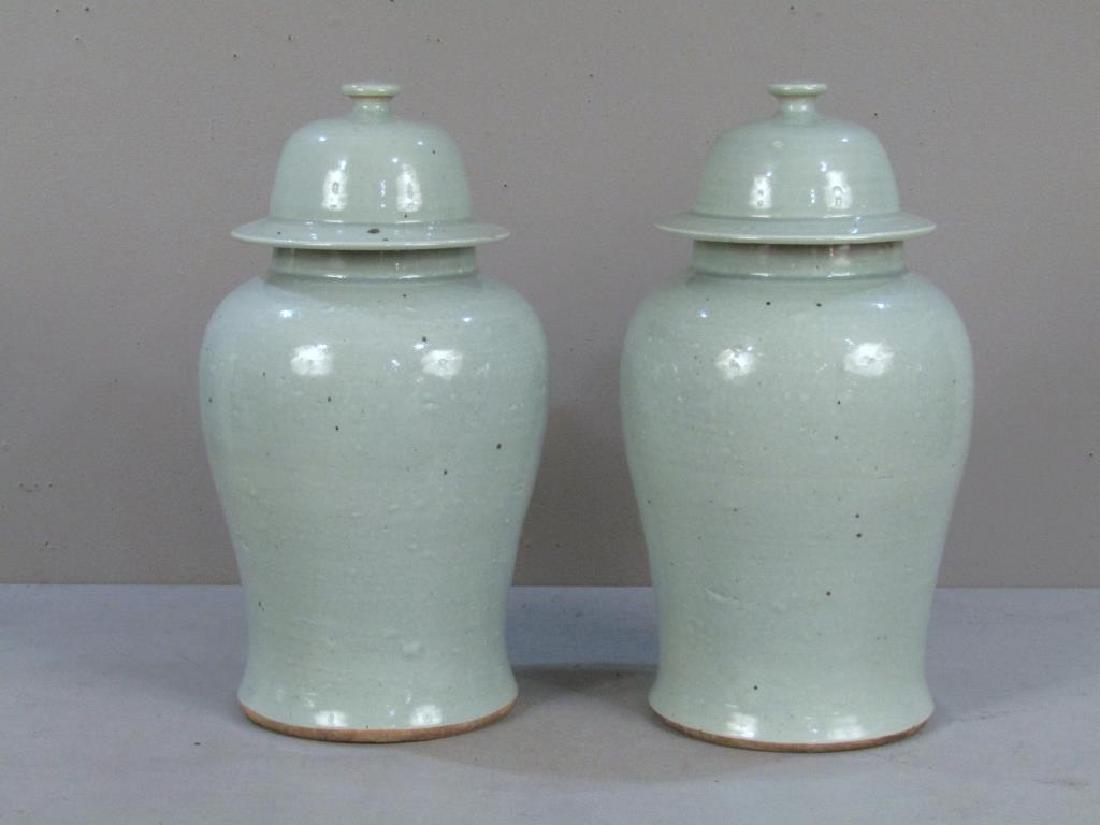 Pair Chinese Glazed Ceramic Covered Jars (1 of 7)