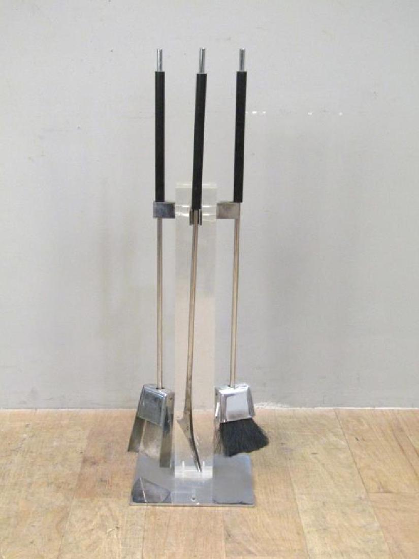 Modern Chrome and Lucite Fireplace Tools (1 of 2)