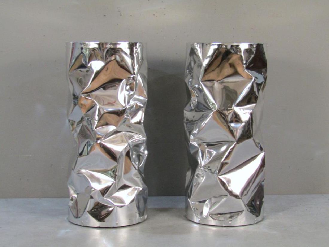 Pair Modern Hammered Aluminum Stands (1 of 9)