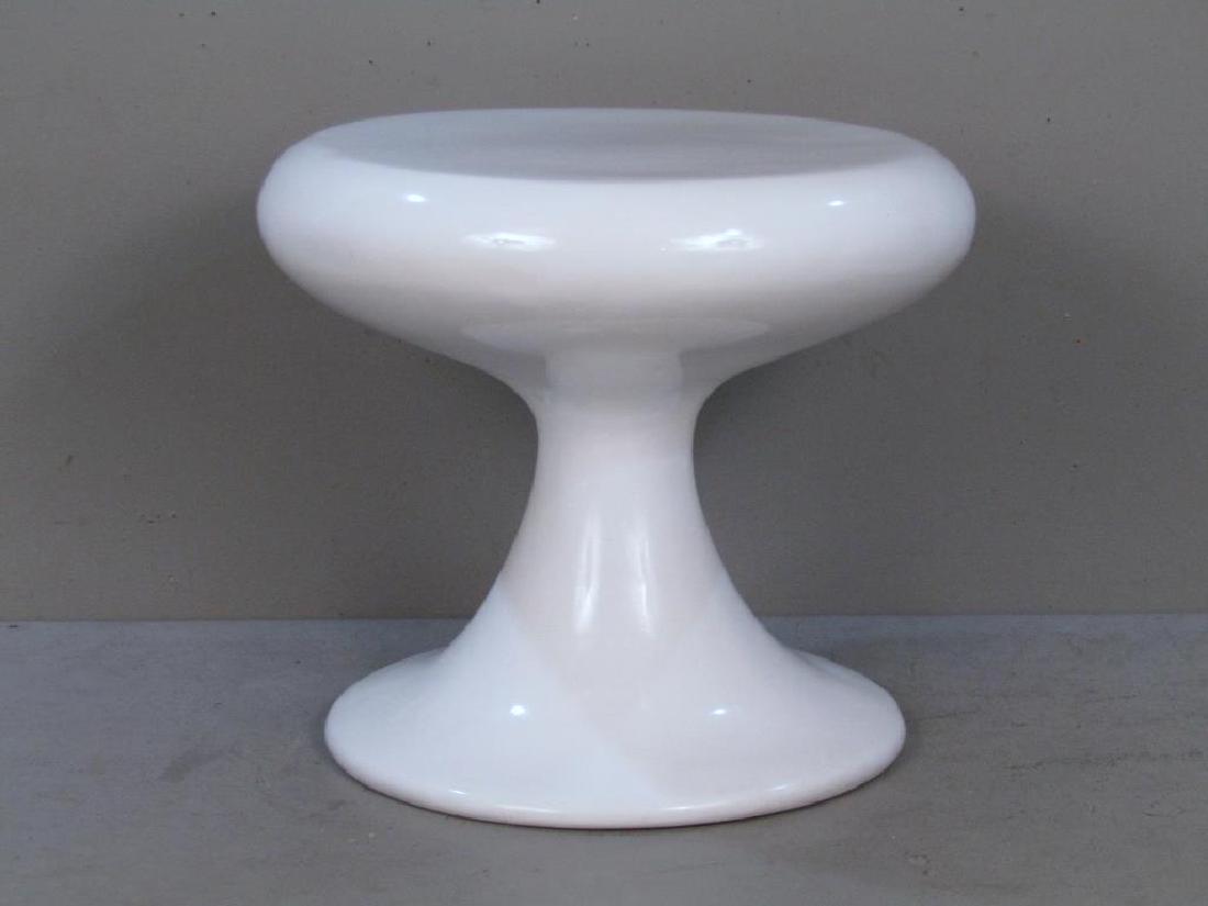 Modern Fiberglass Stool: Round seat with tulip base. Scratches and scuff marks as shown. 21"Dia. X 18"H