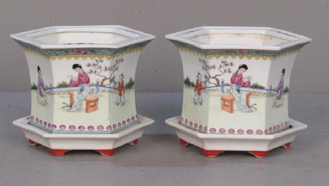 Pair Chinese Porcelain Cache Pots (1 of 8)