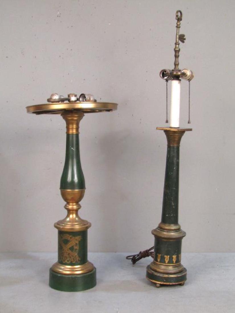 2 Metal Table Lamps: One Warren Kesler. Both painted and gilt. Wear. Taller: 34"H