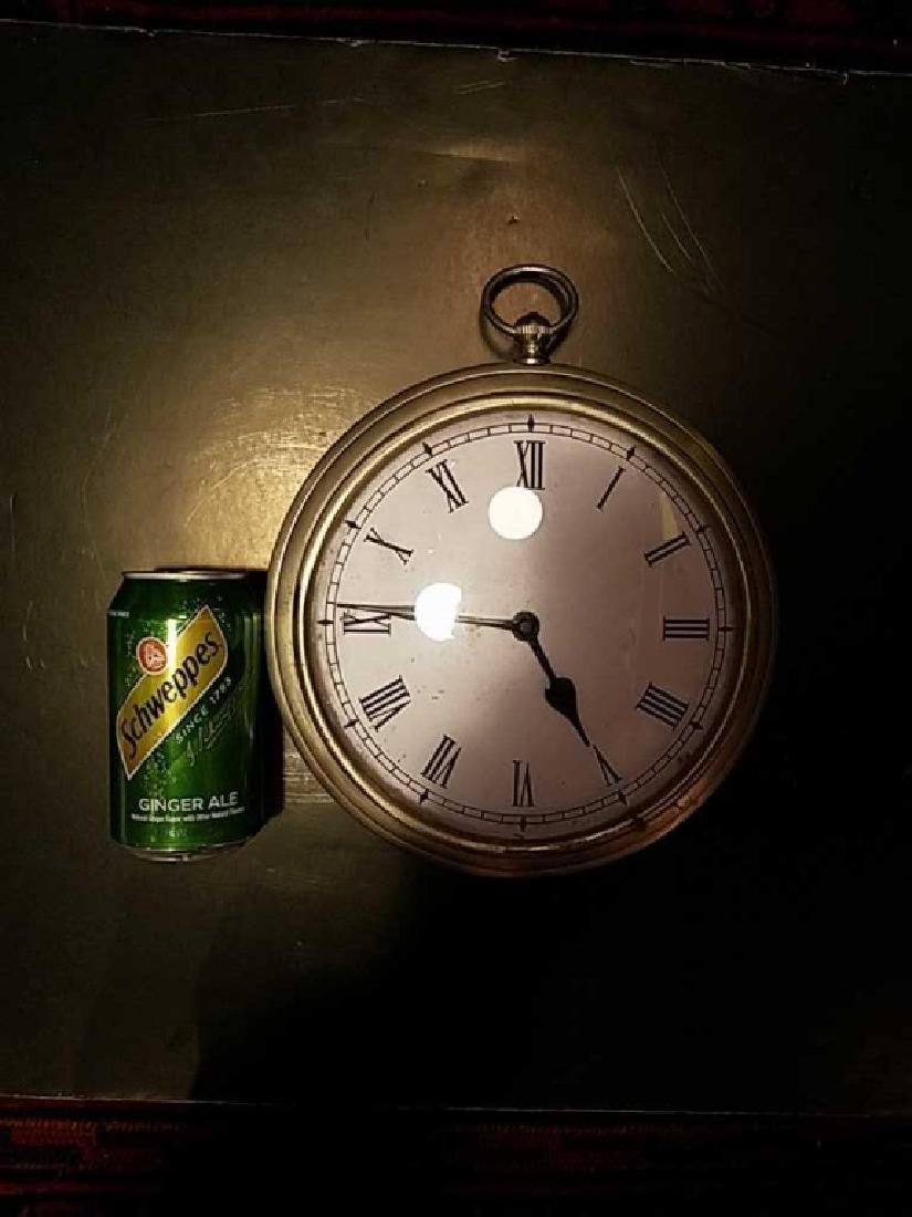 Pocket Watch Form Wall Clock: metal case, battery works