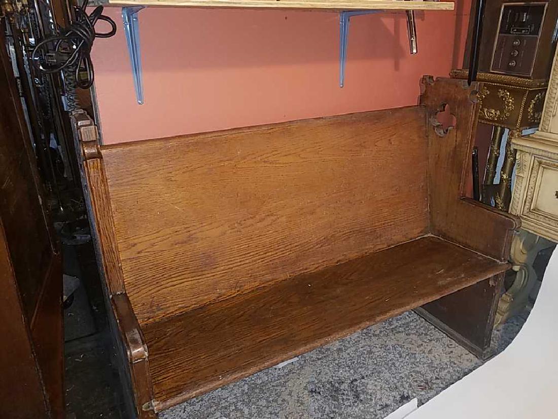 3 Carved Oak Church Pews: open sides - 1 @ 96"w - 2 @ 51"w