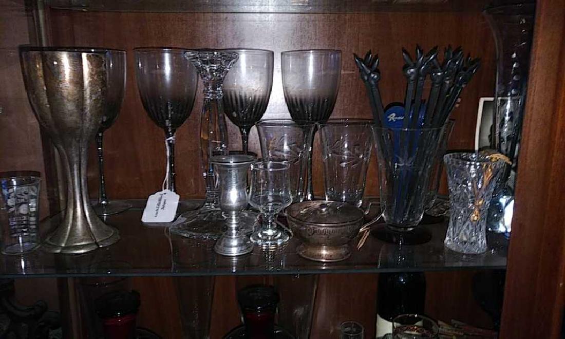 Shelf of Assorted Barware and Glassware.: …