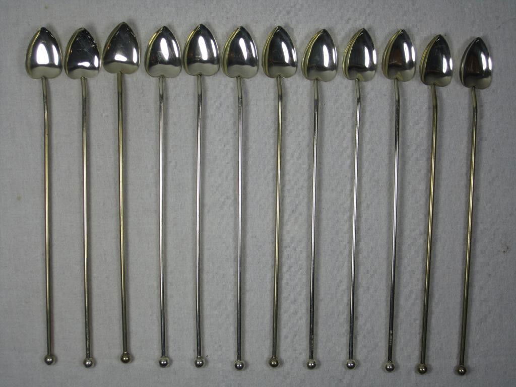 Set of 12 Sterling Silver Iced Tea Spoons: 4 oz.