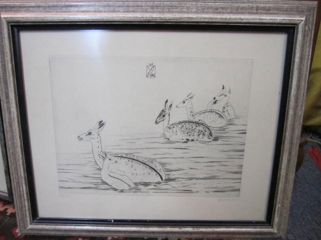 Joseph Hecht - Lithograph - Deer: 122 = 200. 10 X 13