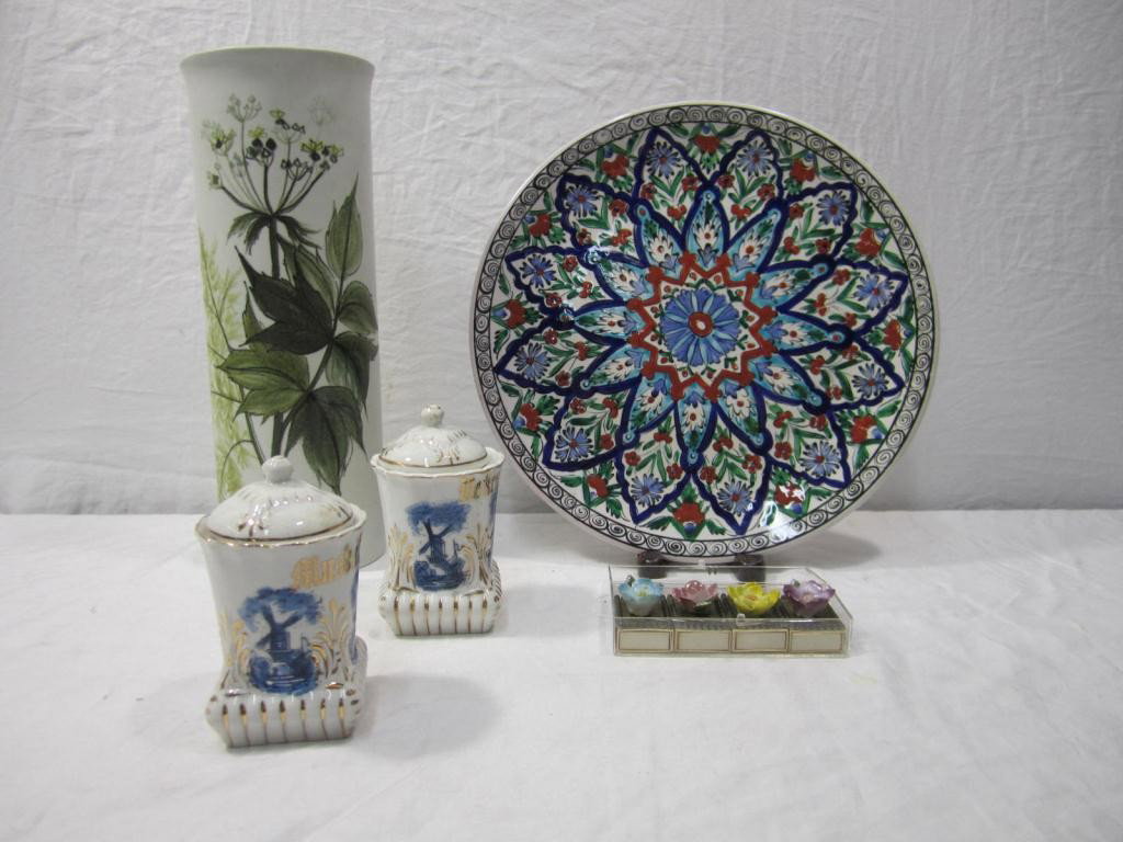 Assorted Porcelain - Arabia Vase,: decorated plate, etc.