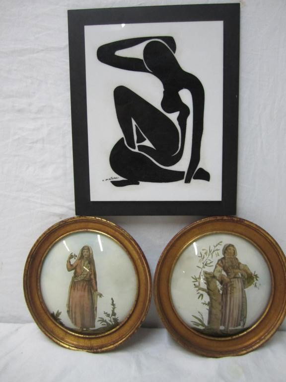 3 Art Works - Matisse Picture and 2 Reverse: prints on convex glass