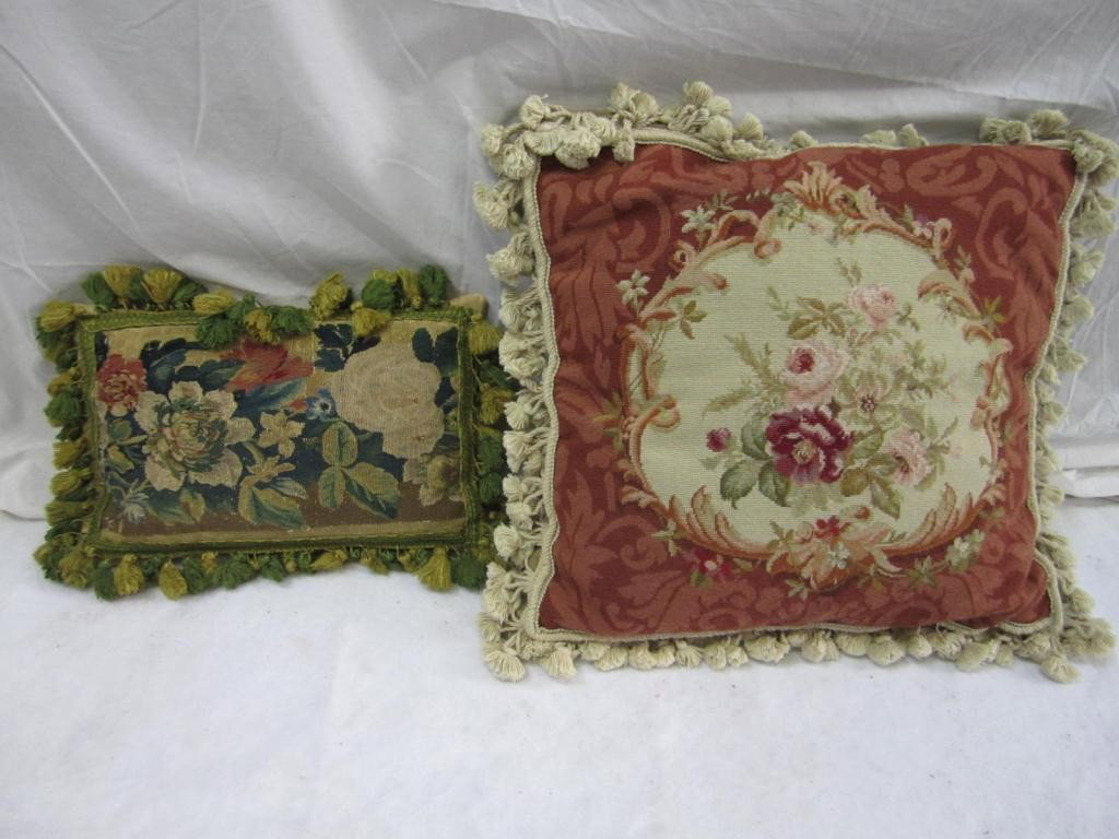 2 Pillows - Antique Aubusson and