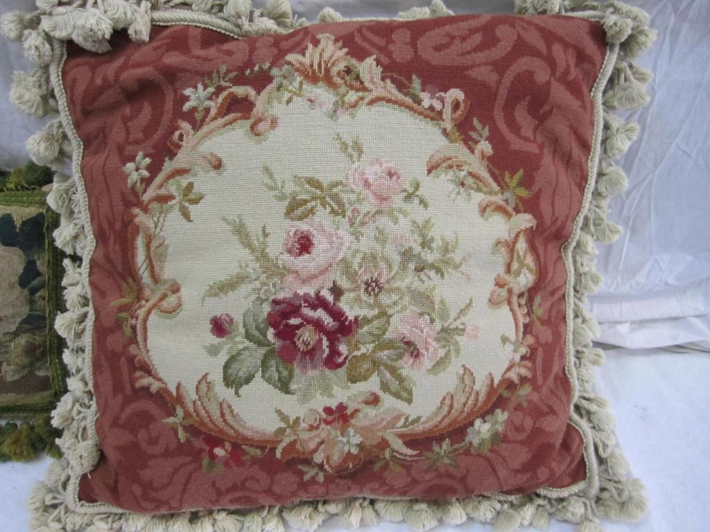 2 Pillows - Antique Aubusson and - 3