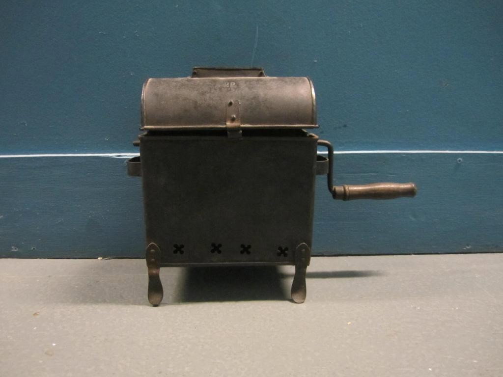 Small Colonial Tin Roaster: original black paint. 9 X 5 X 12 tall.