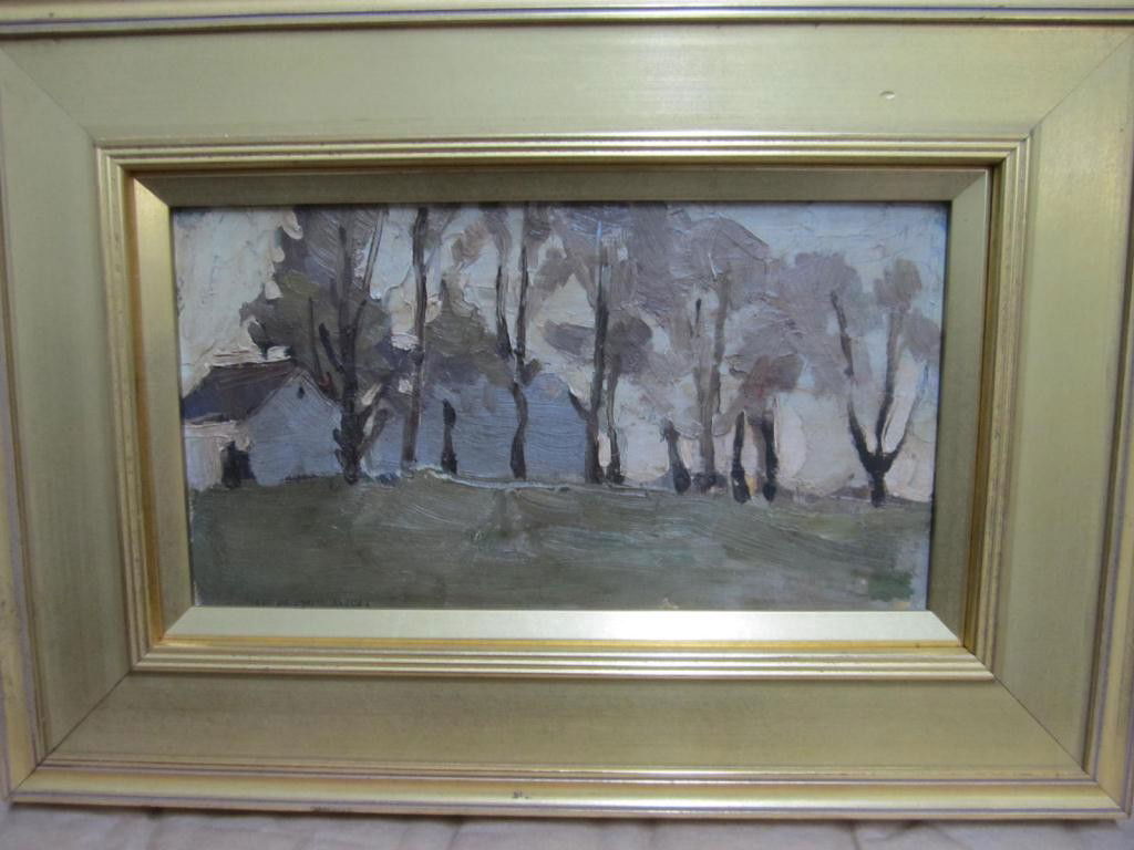 Jan Stanislawski (Polish, 1860-1907) – Oil: Framed Oil on canvas - Landscape with houses - signed lower right - 6.5 X 11.5 (13 X 18)