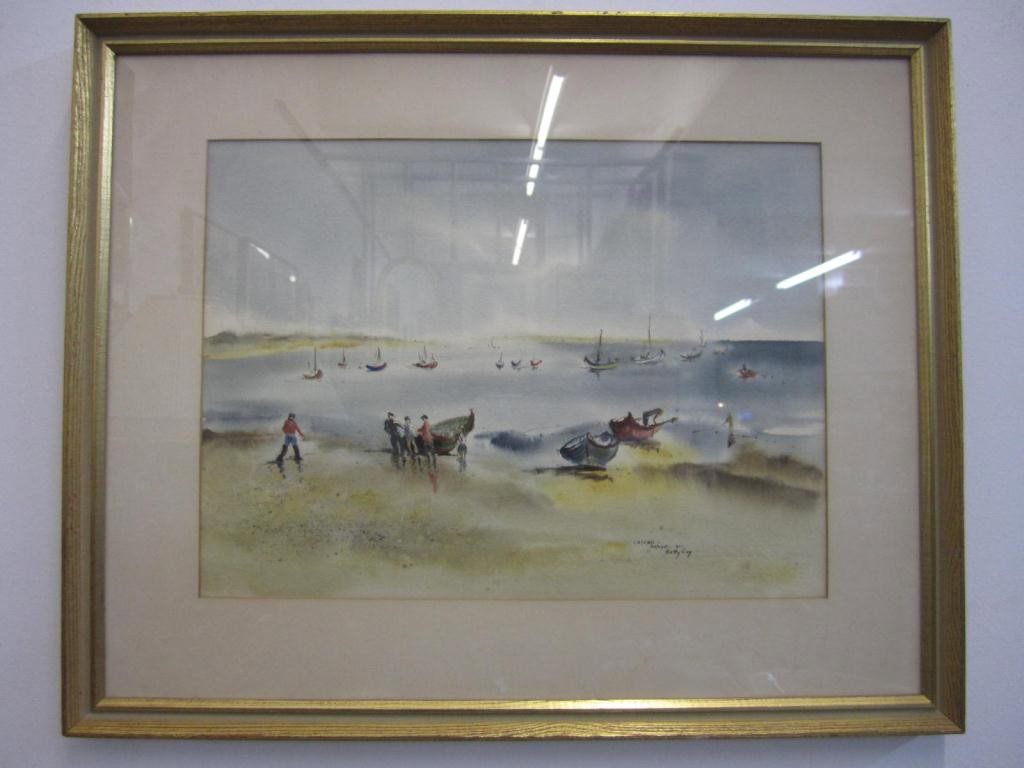 Betty Guy - Watercolor of Portugal Shore Scene: signed and located Cascais, Portugal, 1961. 10 X 14.