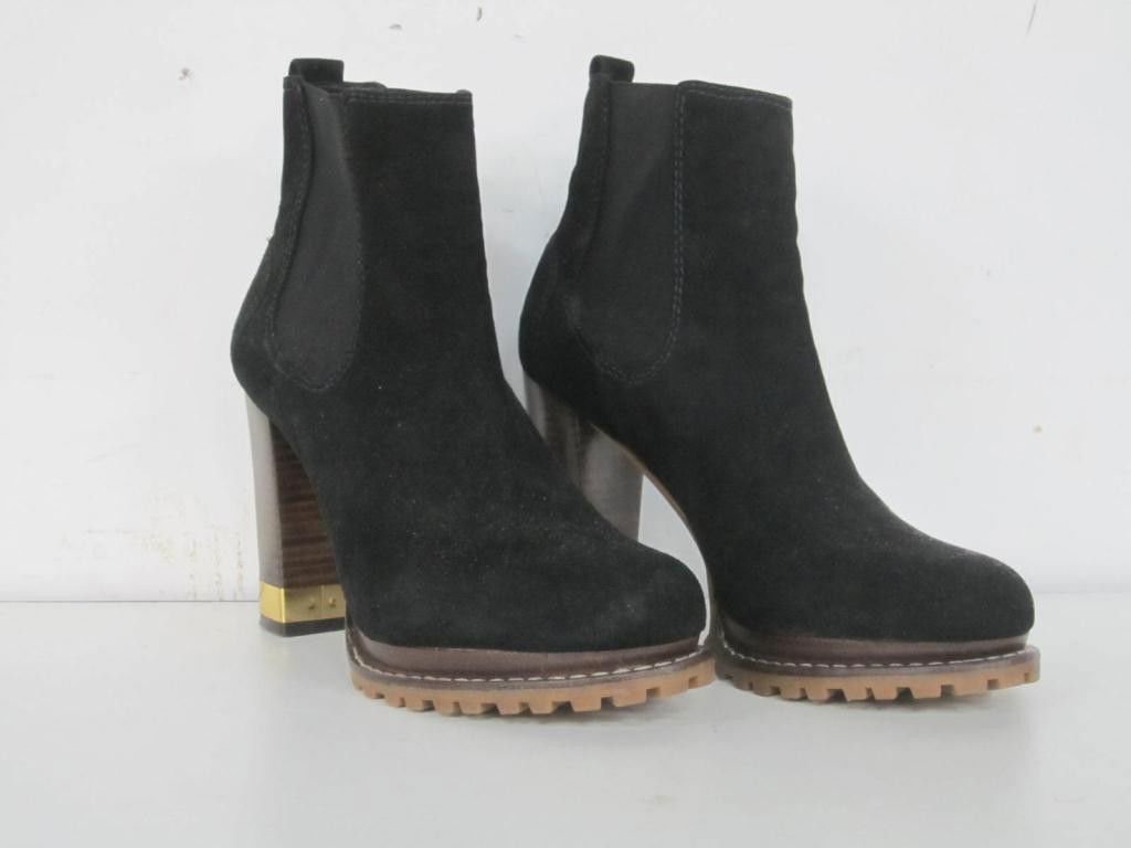 Pair Unknown Brand High Heel Boots: Pair Unknown Brand High Heel Boots Slip on Suede (Buckskin) with non-slip treads.