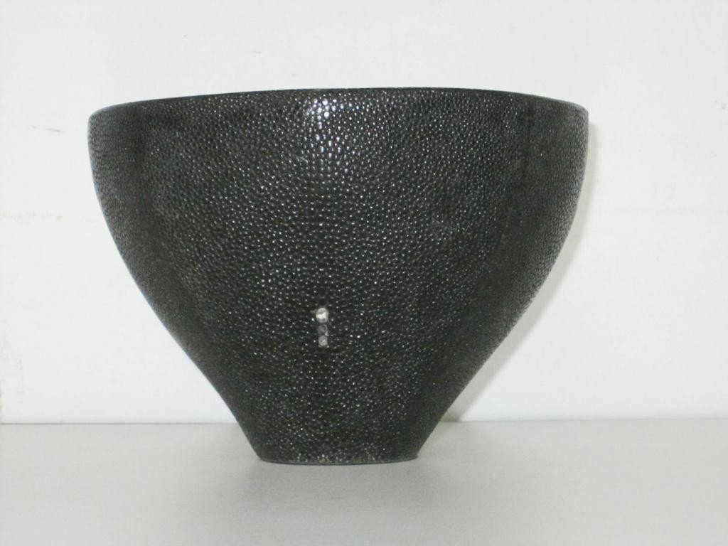 R & Y Augousti Paris Bowl: R & Y Augousti Paris Bowl Coconut interior with Chagrin exterior with small light colored section. 7 X 5 tall.