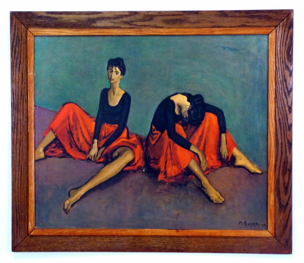 2 Framed Pictures - M. Soyer and L. Kroll: Soyer total framed: 24 3/4" x 28 1/2" Kroll "Reflexions" - 26 1/2" x 14 1/2"